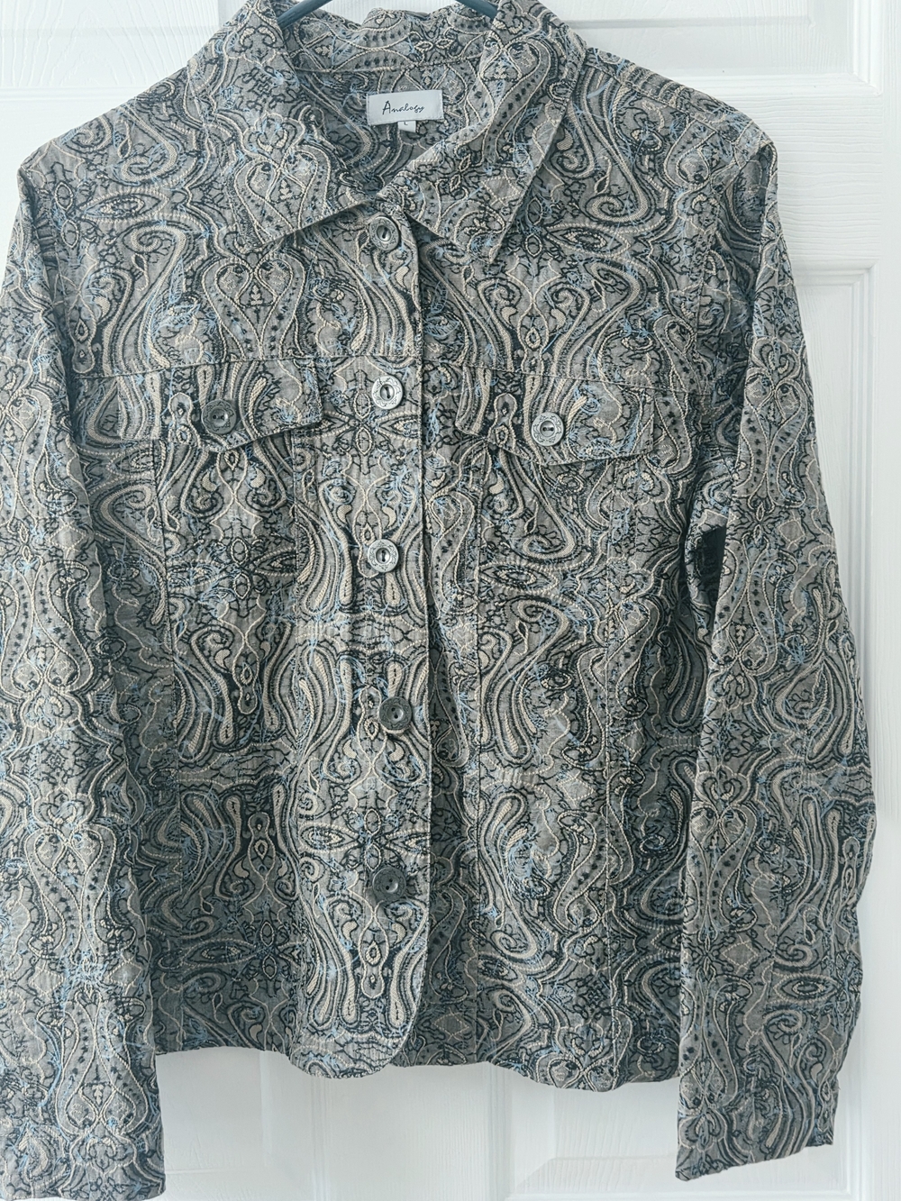 Analog Paisley Jacket in Tan, Gray and Light Blue